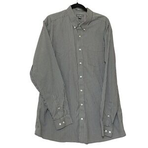 Eddie Bauer Mens Gray Plaid Tall XL Classic Fit Wrinkle Free Long Sleeve Shirt